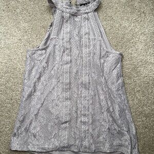 Elegant Lace Halter Top - light purple/grey